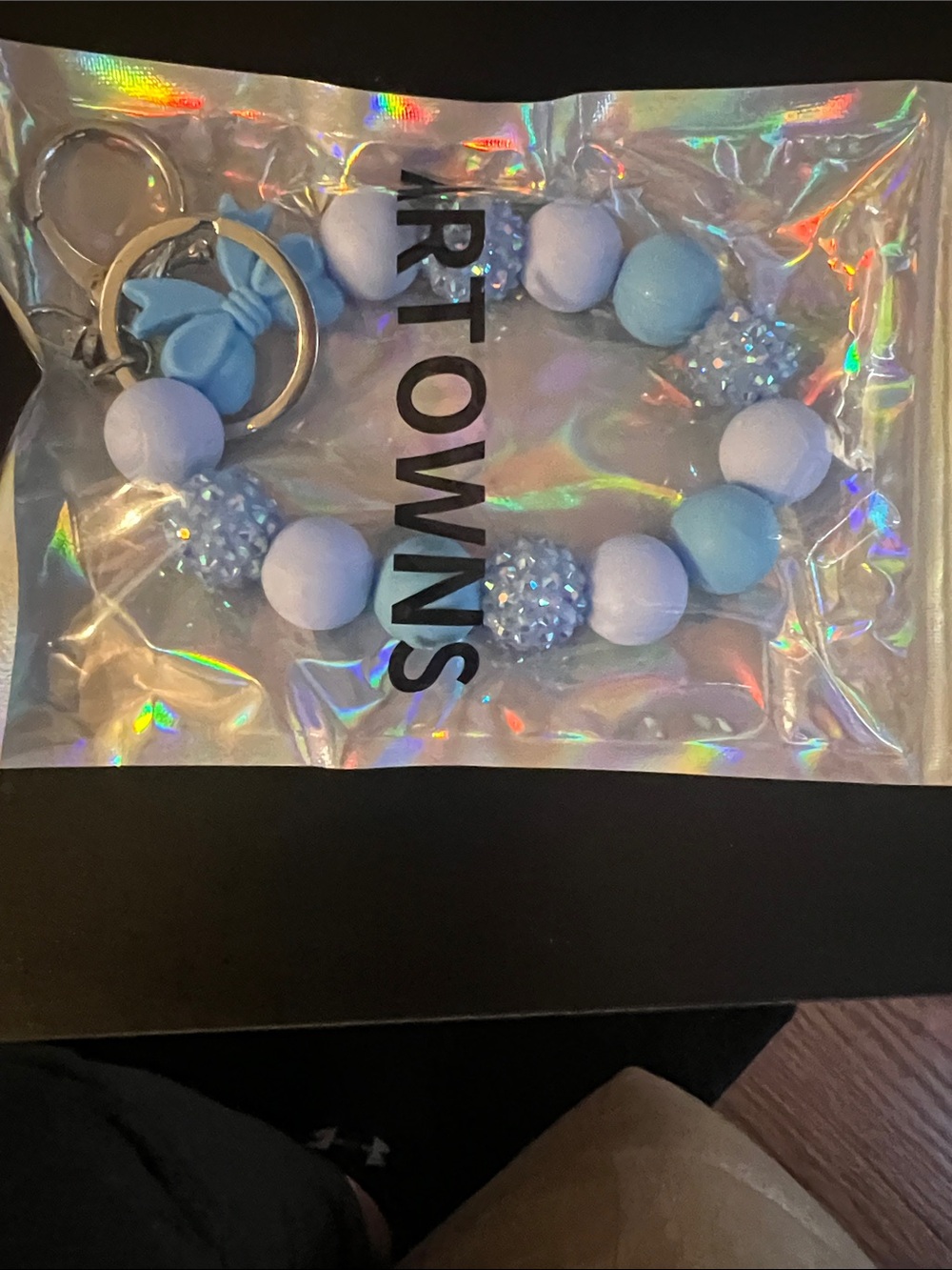 Artowns Kids Blue Beaded Keychain Bracelet